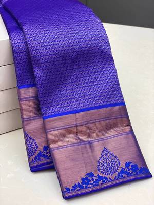 Royalblue color art silk blend sarees with blouse 4