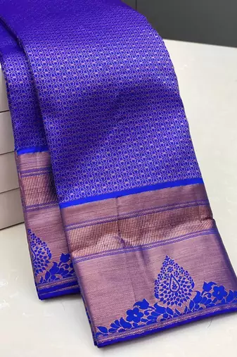 Royalblue color art silk blend sarees with blouse