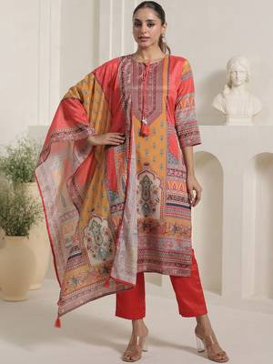 Women Ethnic Motifs Printed Regular Kurta With Trousers & Dupatta 1