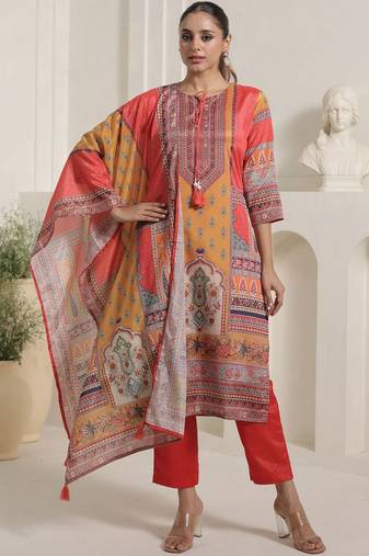 Women Ethnic Motifs Printed Regular Kurta With Trousers & Dupatta