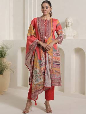 Women Ethnic Motifs Printed Regular Kurta With Trousers & Dupatta 5