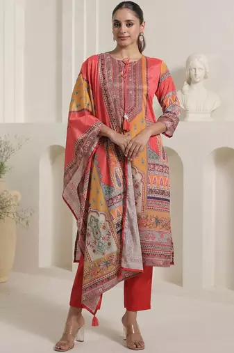 Women Ethnic Motifs Printed Regular Kurta With Trousers & Dupatta