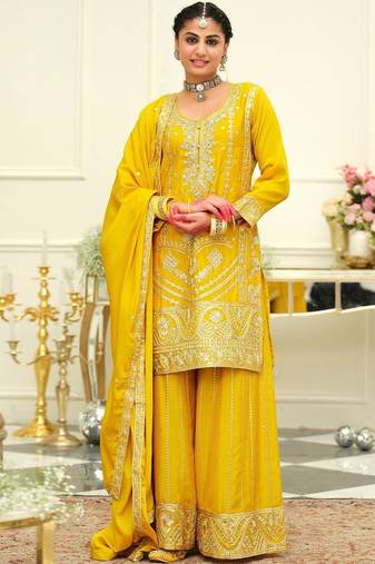 Women Ethnic Motifs Embroidered Kurta with Palazzos & Dupatta