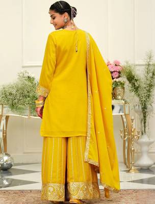Women Ethnic Motifs Embroidered Kurta with Palazzos & Dupatta 4