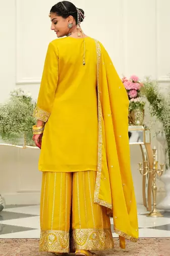 Women Ethnic Motifs Embroidered Kurta with Palazzos & Dupatta