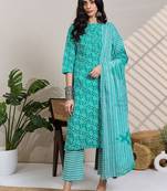 Women Ethnic Motifs Printed Pure Cotton Kurta with Trousers & Dupatta