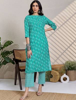 Women Ethnic Motifs Printed Pure Cotton Kurta with Trousers & Dupatta 3