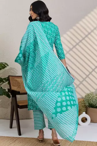 Women Ethnic Motifs Printed Pure Cotton Kurta with Trousers & Dupatta