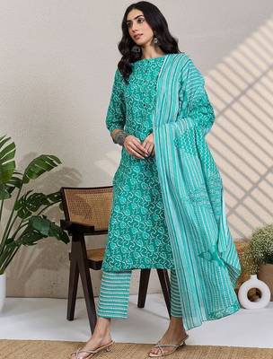 Women Ethnic Motifs Printed Pure Cotton Kurta with Trousers & Dupatta 6
