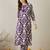 Women Purple Printed Straight Kurta Trousers Set