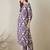 Women Purple Printed Straight Kurta Trousers Set