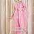 Floral Embroidered Thread Work Organza Kurta With Trousers & Dupatta