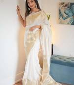 Offwhite color art silk blend sarees with blouse