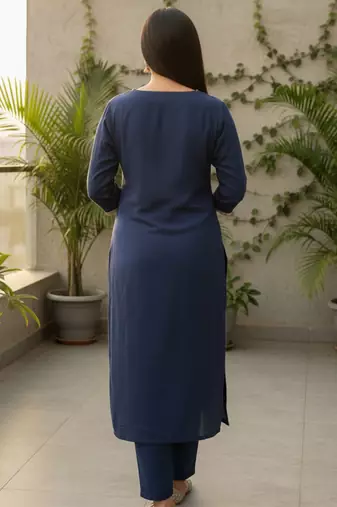 Women V-Neck Straight Kurta with Trouser