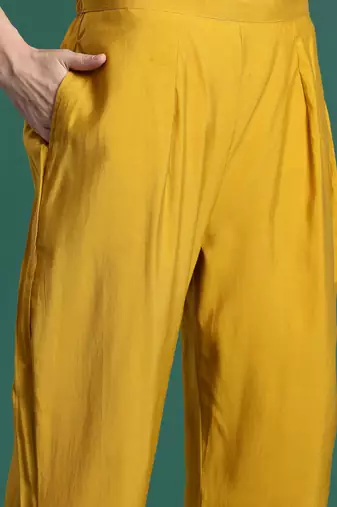 Floral Embroidered Thread Work Kurta With Trousers & Dupatta