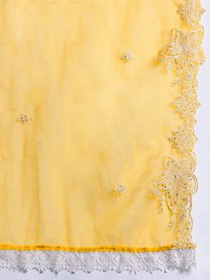 Floral Embroidered Thread Work Kurta With Trousers & Dupatta 4
