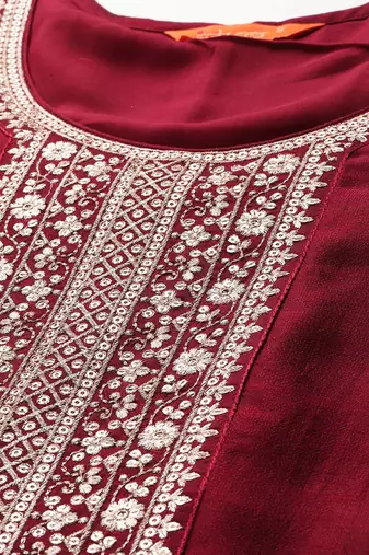 Ethnic Motifs Embroidered Sequinned Kurta with Trousers & With Dupatta