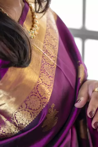 Purple color art silk blend sarees with blouse