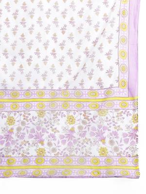 Floral Printed Pleated Pure Cotton Kurta with Trousers & Dupatta 4