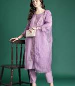Floral Embroidered Kurta with Trousers & Dupatta
