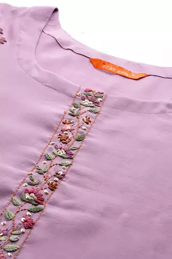 Floral Embroidered Kurta with Trousers & Dupatta