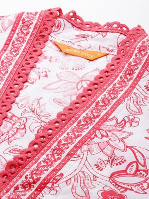 Floral Printed Pure Cotton Kurta with Trousers & With Dupatta 2