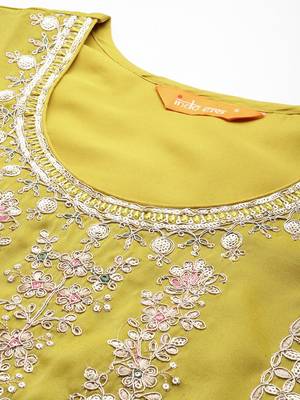 Ethnic Motifs Embroidered Sequinned Kurta with Palazzos & With Dupatta 2