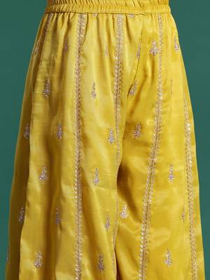 Ethnic Motifs Embroidered Sequinned Kurta with Palazzos & With Dupatta 3