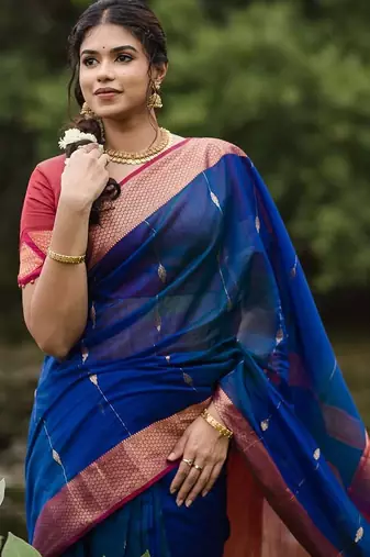 Multi color art silk blend sarees with blouse