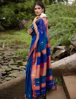 Multi color art silk blend sarees with blouse 2