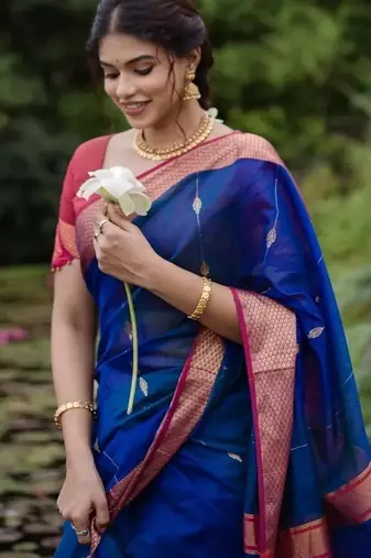 Multi color art silk blend sarees with blouse