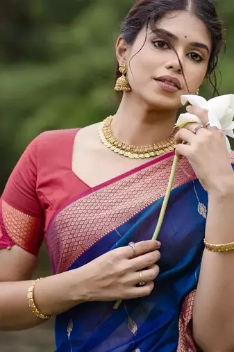 Multi color art silk blend sarees with blouse