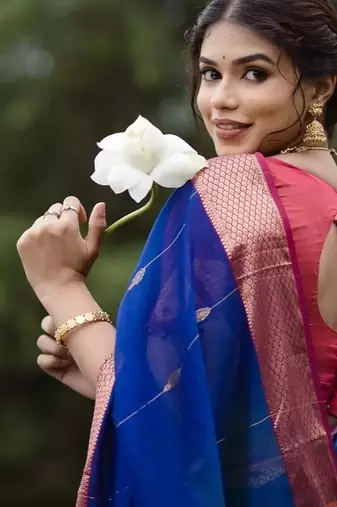 Multi color art silk blend sarees with blouse
