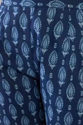 Floral Printed Pure Cotton Straight Kurta With Trousers