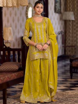 Women Ethnic Motifs Embroidered Regular Sequinned Kurta with Palazzos & With Dupatta 2