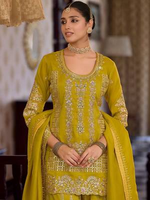 Women Ethnic Motifs Embroidered Regular Sequinned Kurta with Palazzos & With Dupatta 5