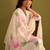 Floral Printed V-Neck Straight Sequinned Linen Kurta With Trousers And Dupatta