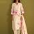 Floral Printed V-Neck Straight Sequinned Linen Kurta With Trousers And Dupatta