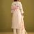 Floral Printed V-Neck Straight Sequinned Linen Kurta With Trousers And Dupatta