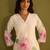Floral Printed V-Neck Straight Sequinned Linen Kurta With Trousers And Dupatta