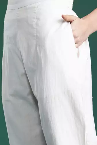Floral Printed Pleated Pure Cotton A-Line Kurta with Trousers