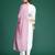 Floral Printed Beads and Stones Linen Kurta with Trousers & With Dupatta