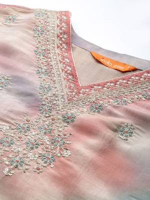 Floral Embroidered Sequinned Kurta with Trousers & With Dupatta 2