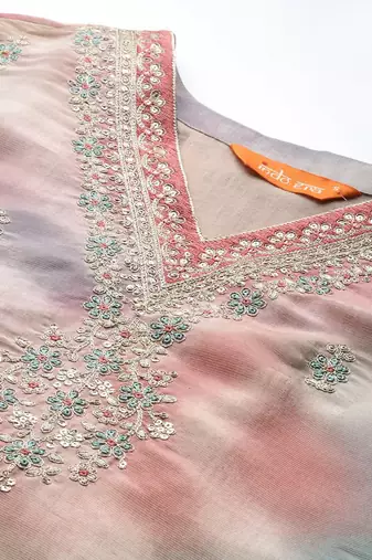Floral Embroidered Sequinned Kurta with Trousers & With Dupatta