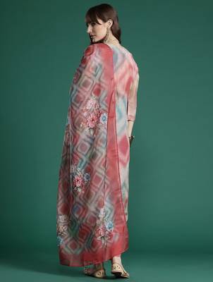 Floral Embroidered Sequinned Kurta with Trousers & With Dupatta 7