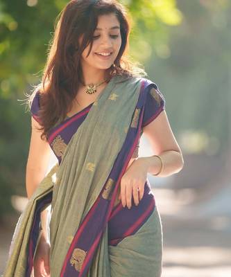Multi color art silk blend sarees with blouse 5