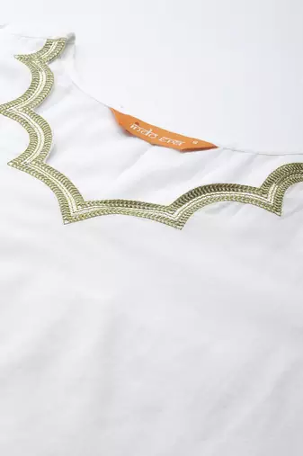 Floral Embroidered Sequinned Pure Cotton Kurta with Trousers & Dupatta