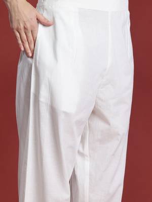 Floral Embroidered Sequinned Pure Cotton Kurta with Trousers & Dupatta 4