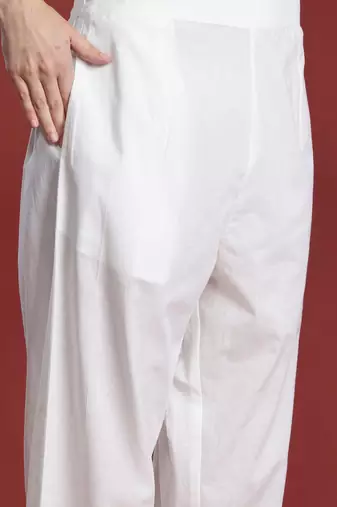Floral Embroidered Sequinned Pure Cotton Kurta with Trousers & Dupatta