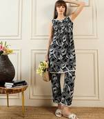 Floral Printed Notch Neck Pure Cotton A-Line Kurta With Trouser